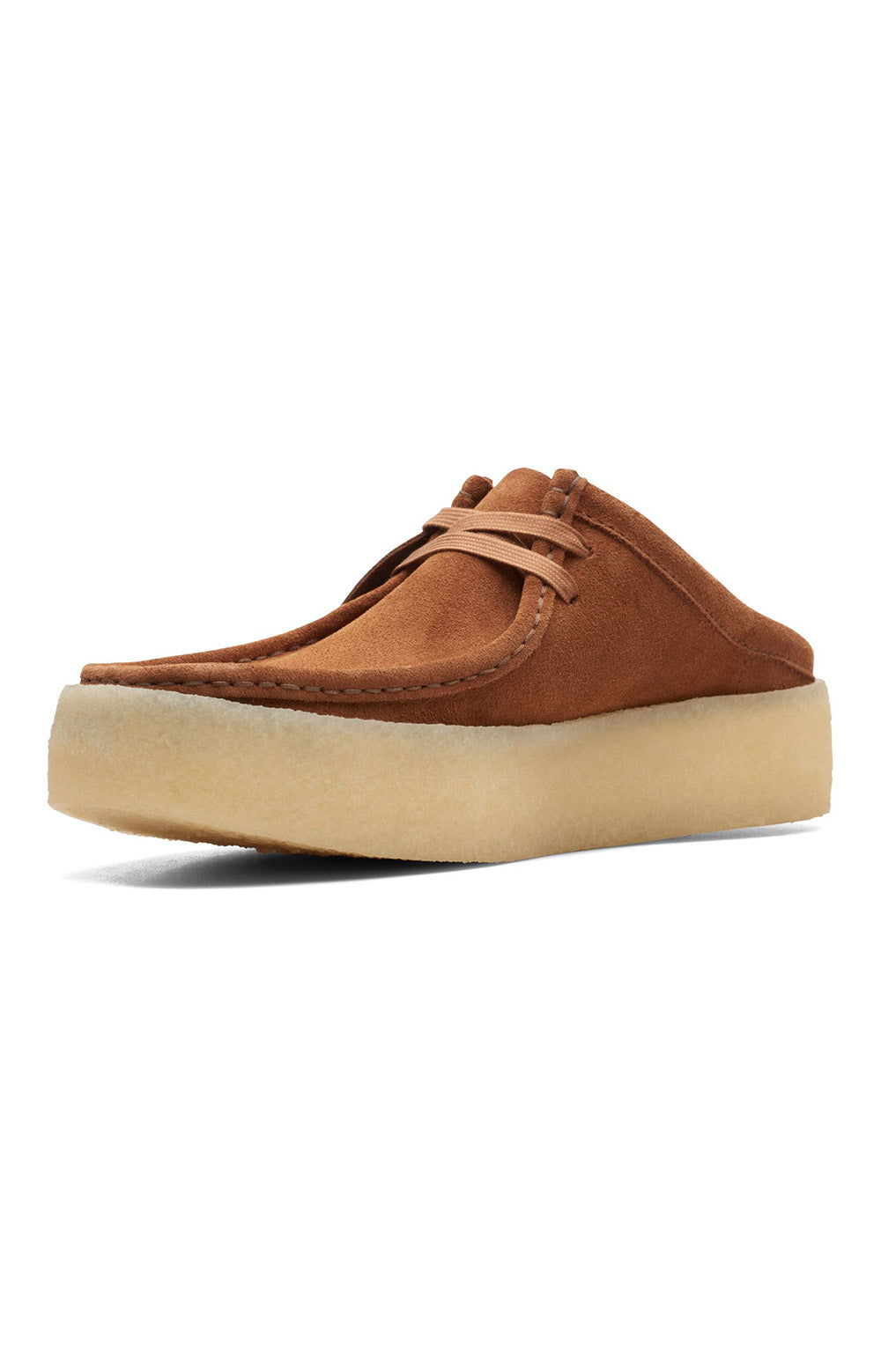 A close-up image of the (26167287) Wallabee Cup Lo - Tan, a stylish and comfortable tan-colored wallabee cup loafer