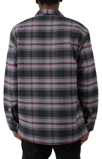 Thumbnail for A stylish and versatile Moulton Jacket in black, wine, and grey plaid