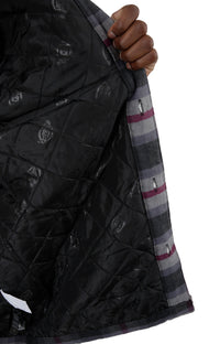 Thumbnail for (TJR03APW) Moulton Jacket in black, wine, and grey plaid, featuring a sleek and stylish design perfect for any occasion