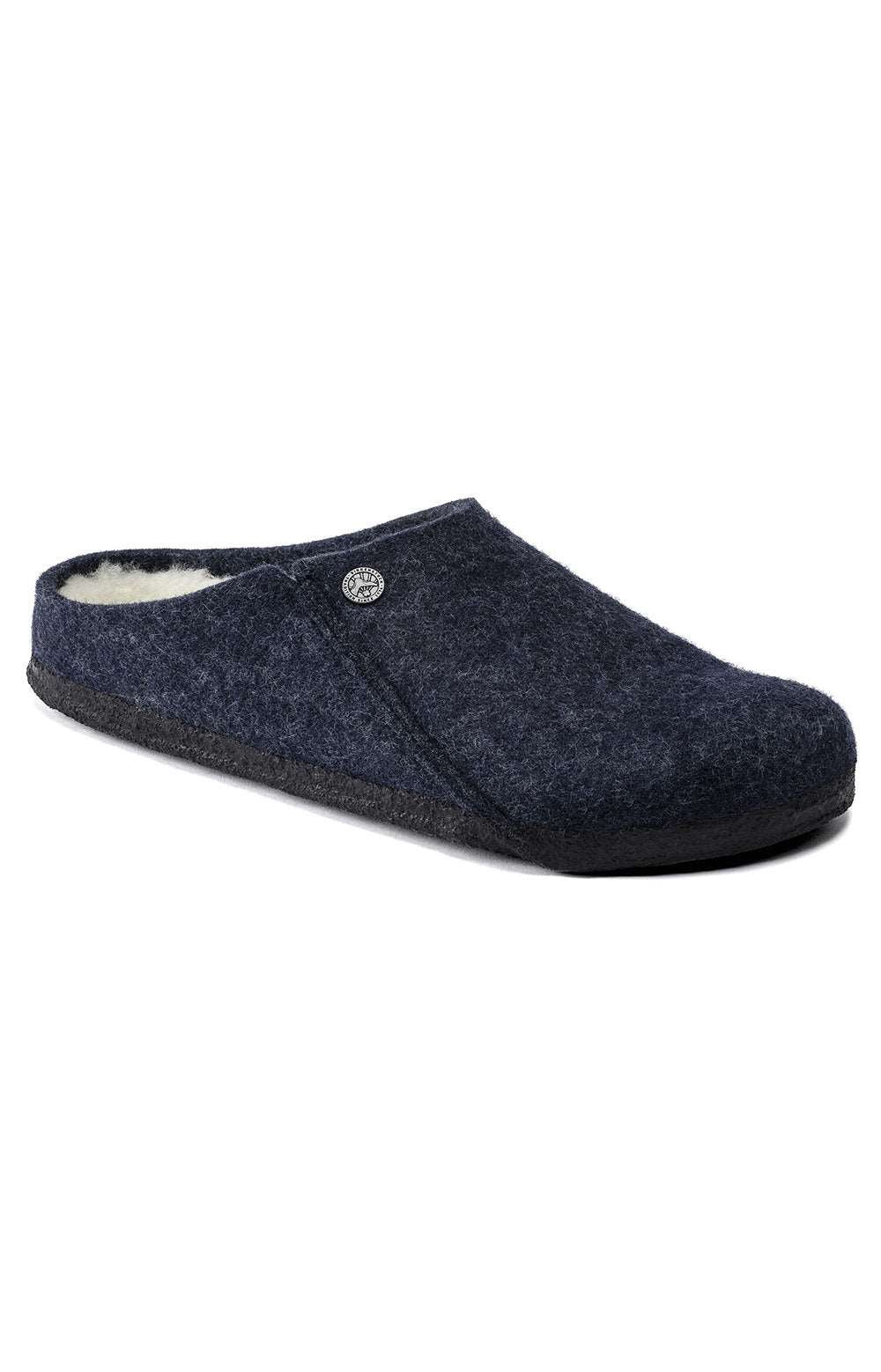 Cozy and warm Zermatt shearling wool felt slippers in dark blue