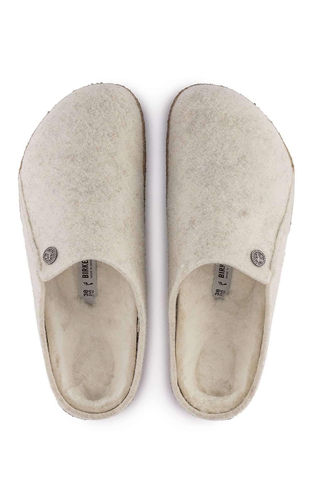 Pair of luxurious Zermatt Shearling Wool Felt Slippers in Ecru color