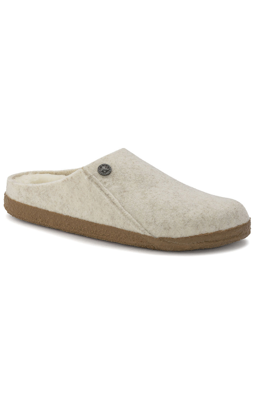 Pair of luxurious Zermatt shearling wool felt slippers in a soft ecru color