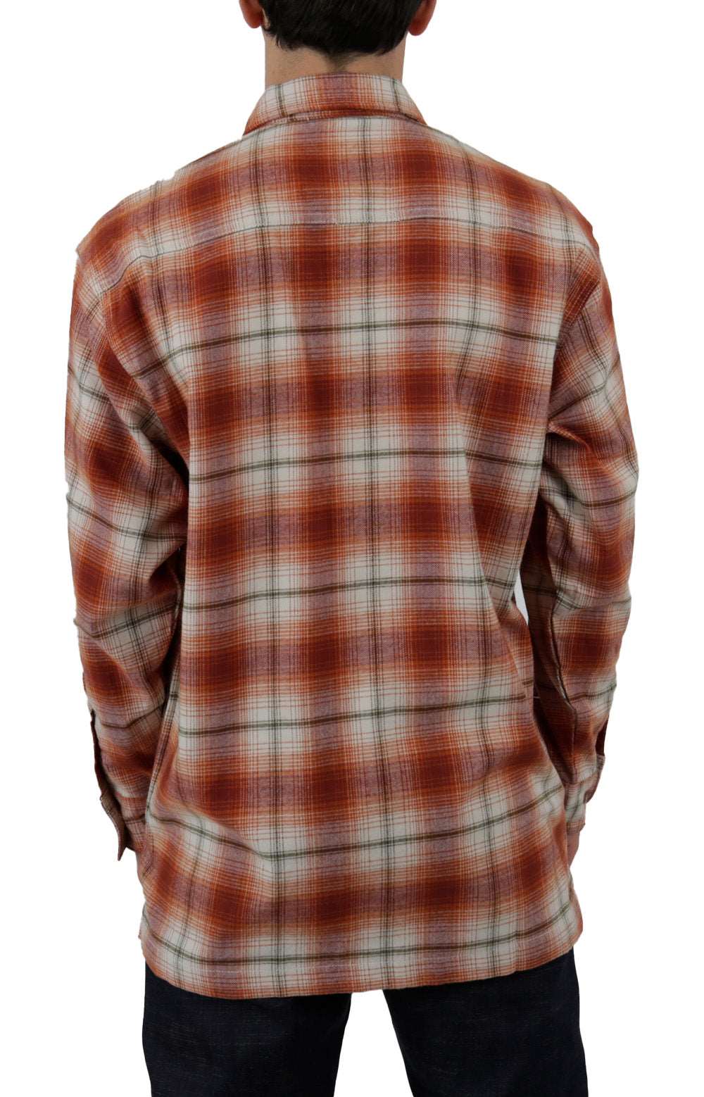 Side view of (WLRS2OB2) Ronnie Sandoval Brushed Flannel Shirt, showing the button details and relaxed fit