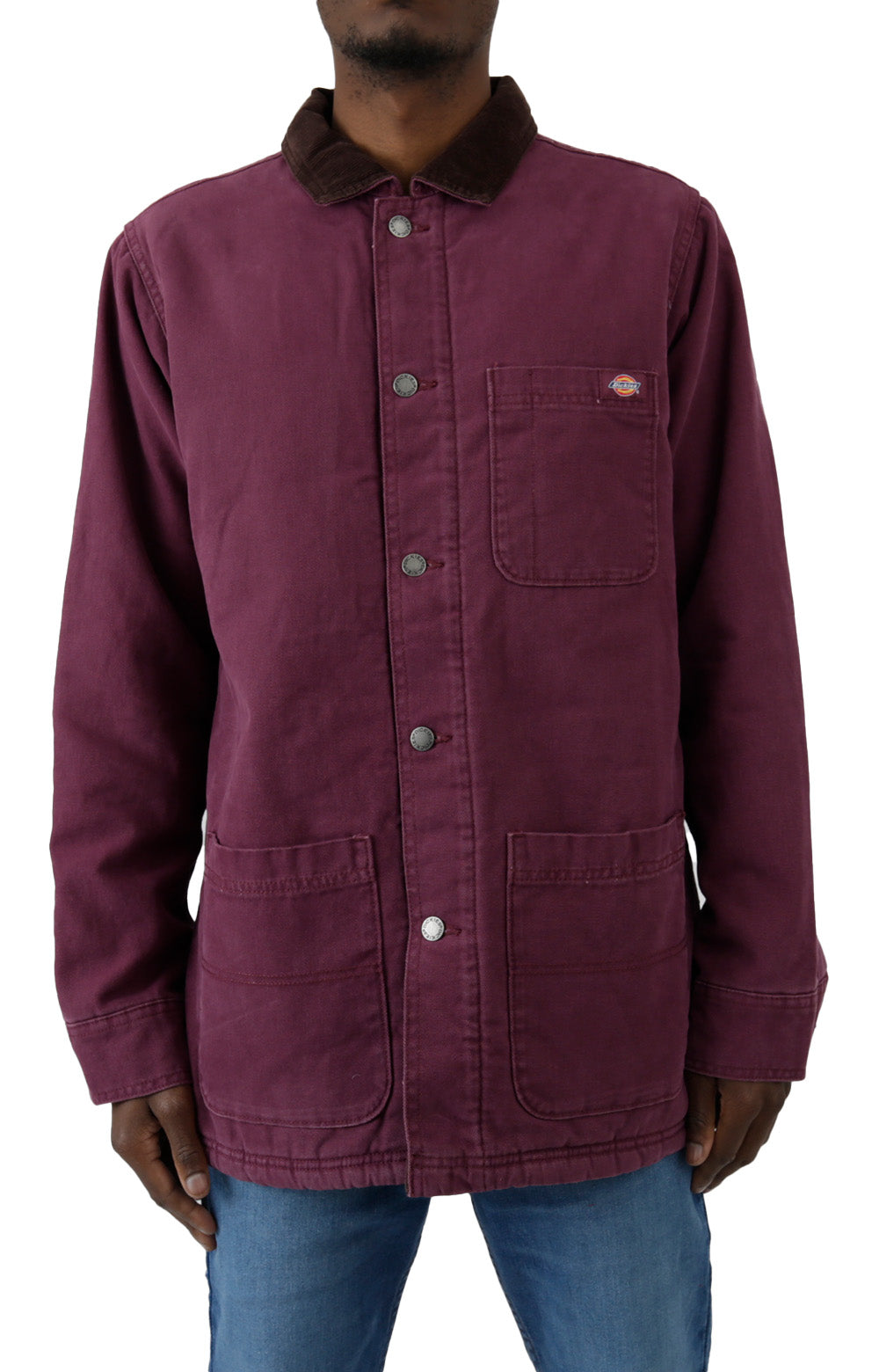 (TCR04SRW) Stonewashed Duck Lined Chore Coat - Stonewashed Grape Wine: A durable and stylish coat in a rich stonewashed grape wine color