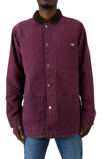 Thumbnail for (TCR04SRW) Stonewashed Duck Lined Chore Coat - Stonewashed Grape Wine: A durable and stylish coat in a rich stonewashed grape wine color