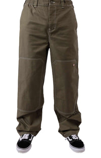 Thumbnail for (WPR23ML) Rainsville Pant in Military Green, front view, styled with boots and a black sweater