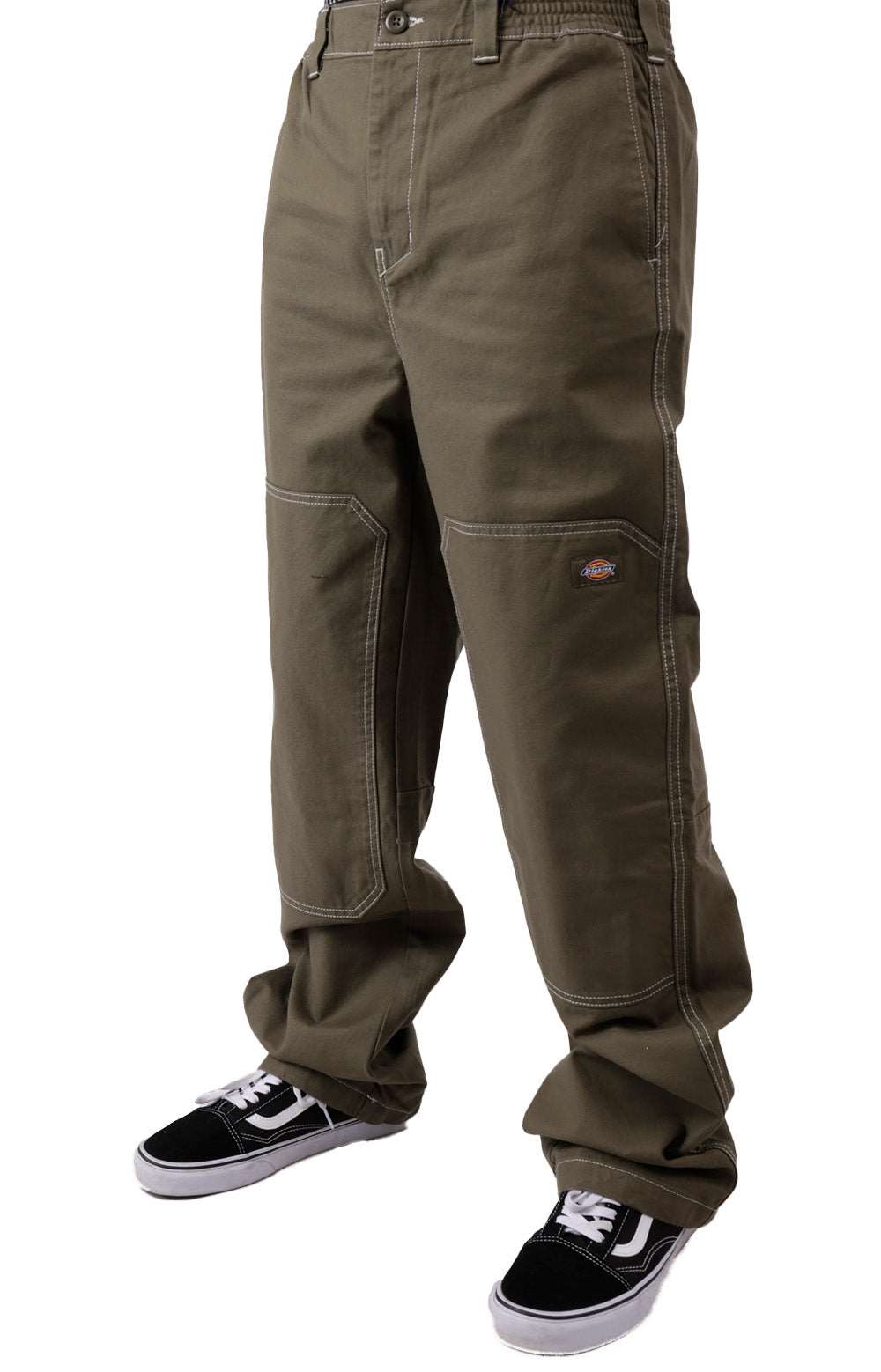 Close-up of the fabric of (WPR23ML) Rainsville Pant in Military Green, showing its durable and weather-resistant material