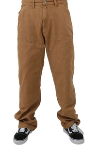 Thumbnail for Stonewashed brown duck double front pants for durable outdoor workwear