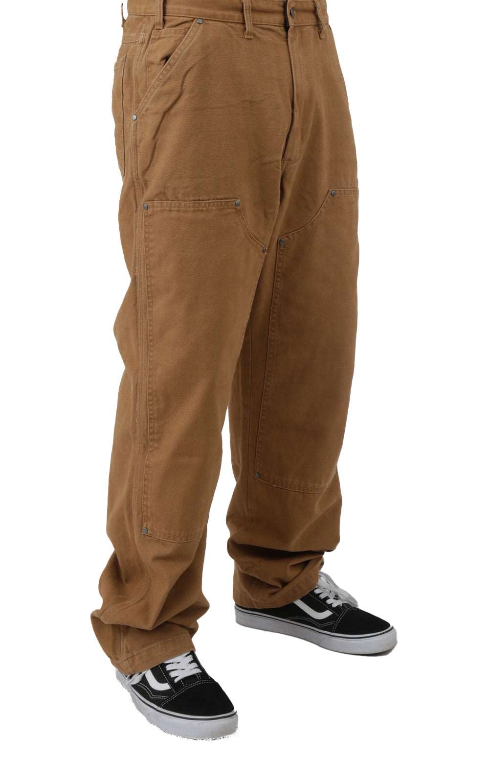 (DUR02SBD) Duck Double Front Pants - Stonewashed Brown Duck for heavy-duty workwear 