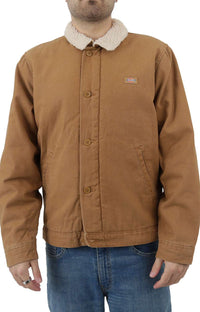 Thumbnail for (TJR04SBD) Duck Canvas High Pile Fleece Jacket - Stonewashed Brown Duck