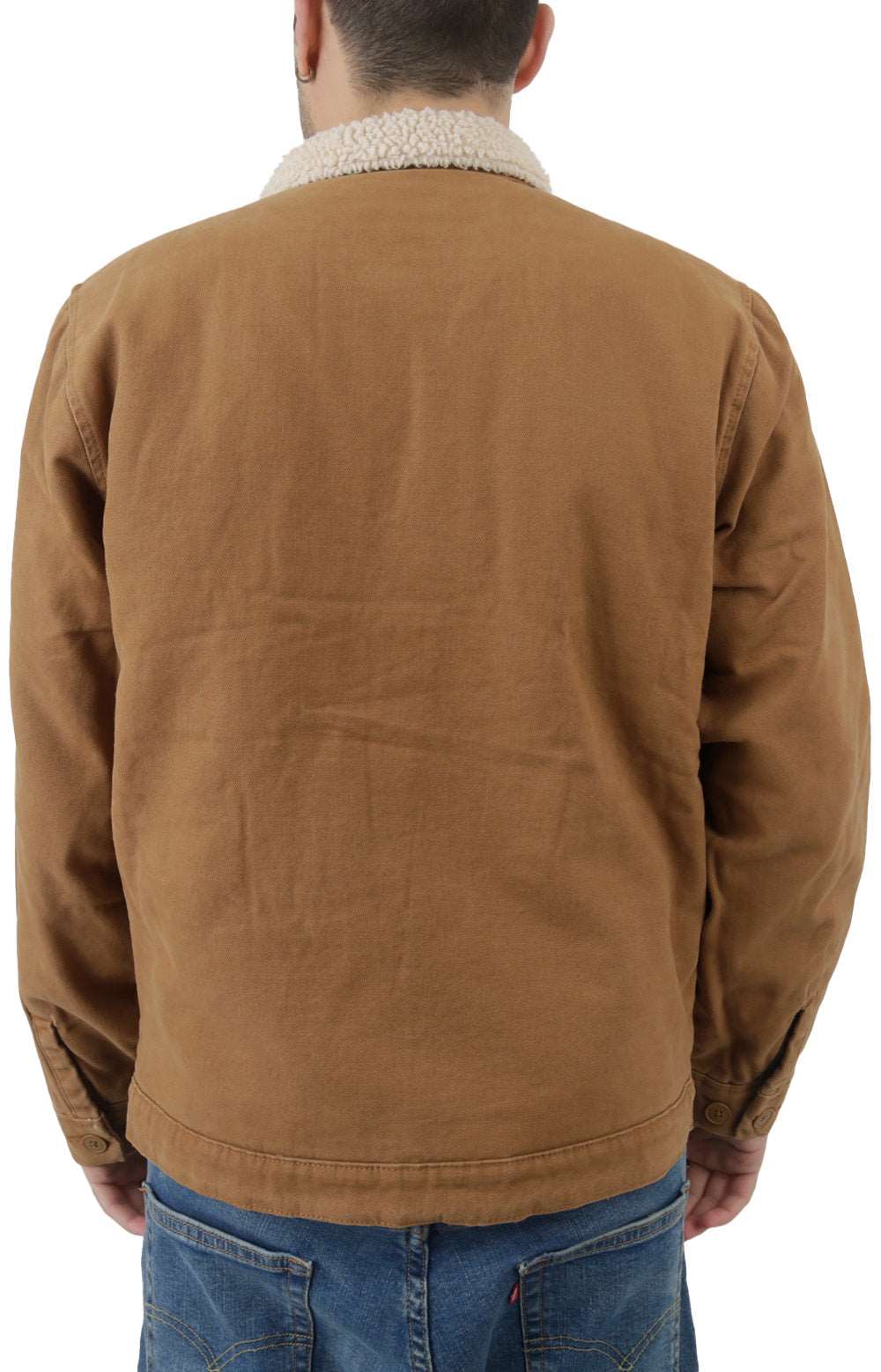 Heavy-duty high pile fleece jacket in stylish stonewashed brown duck