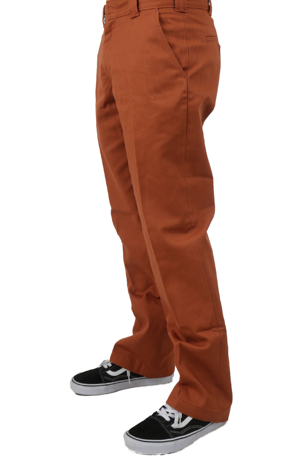 Side view of Deatsville Work Pants in Gingerbread Heather, on male model