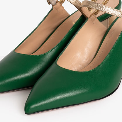 The Pompei Green Leather Women Slingback Sandal