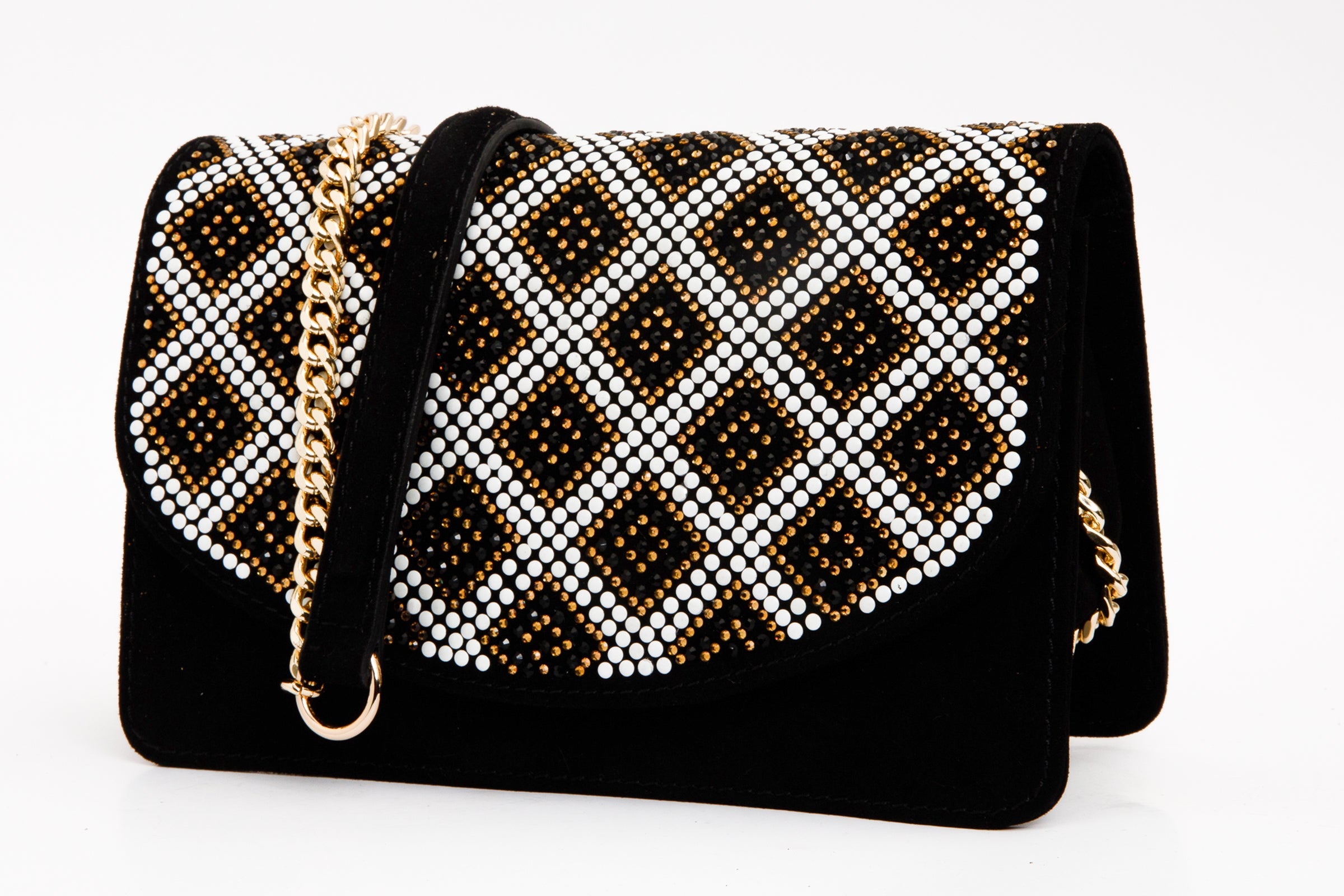 The Nampula Black Glitter Suede Leather Handbag