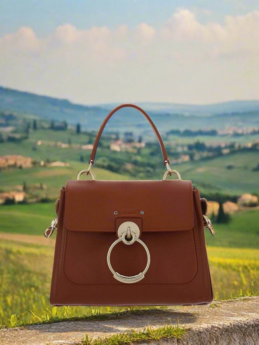 CHLOÉ Sepia Brown Calfskin Shoulder Handbag