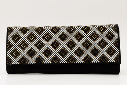 The Nampula Black Glitter Suede Leather Clutch