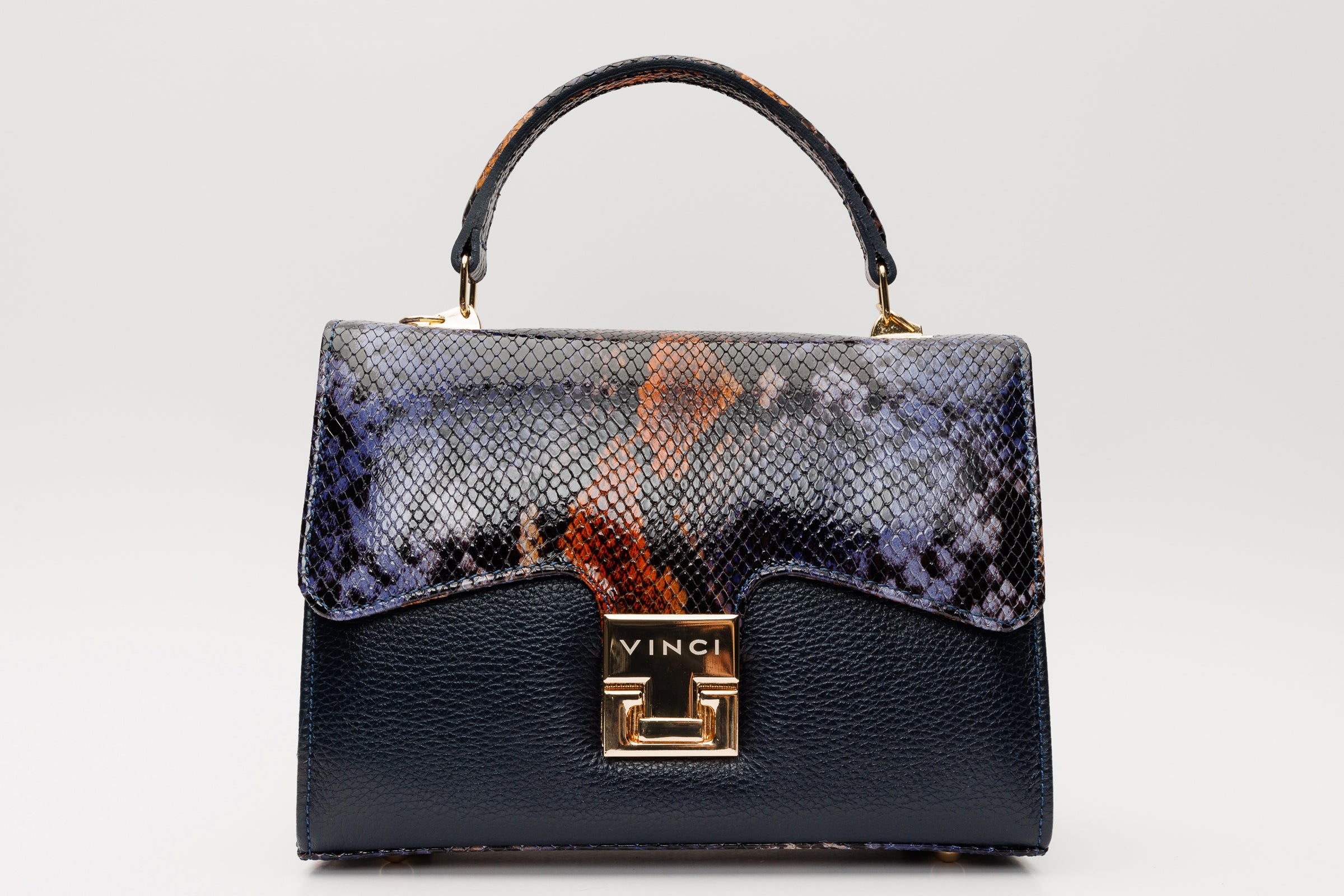 The Venezia Navy Blue Leather Handbag