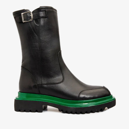 The Yako Black Leather Mid Calf Women Boot Final Sale!