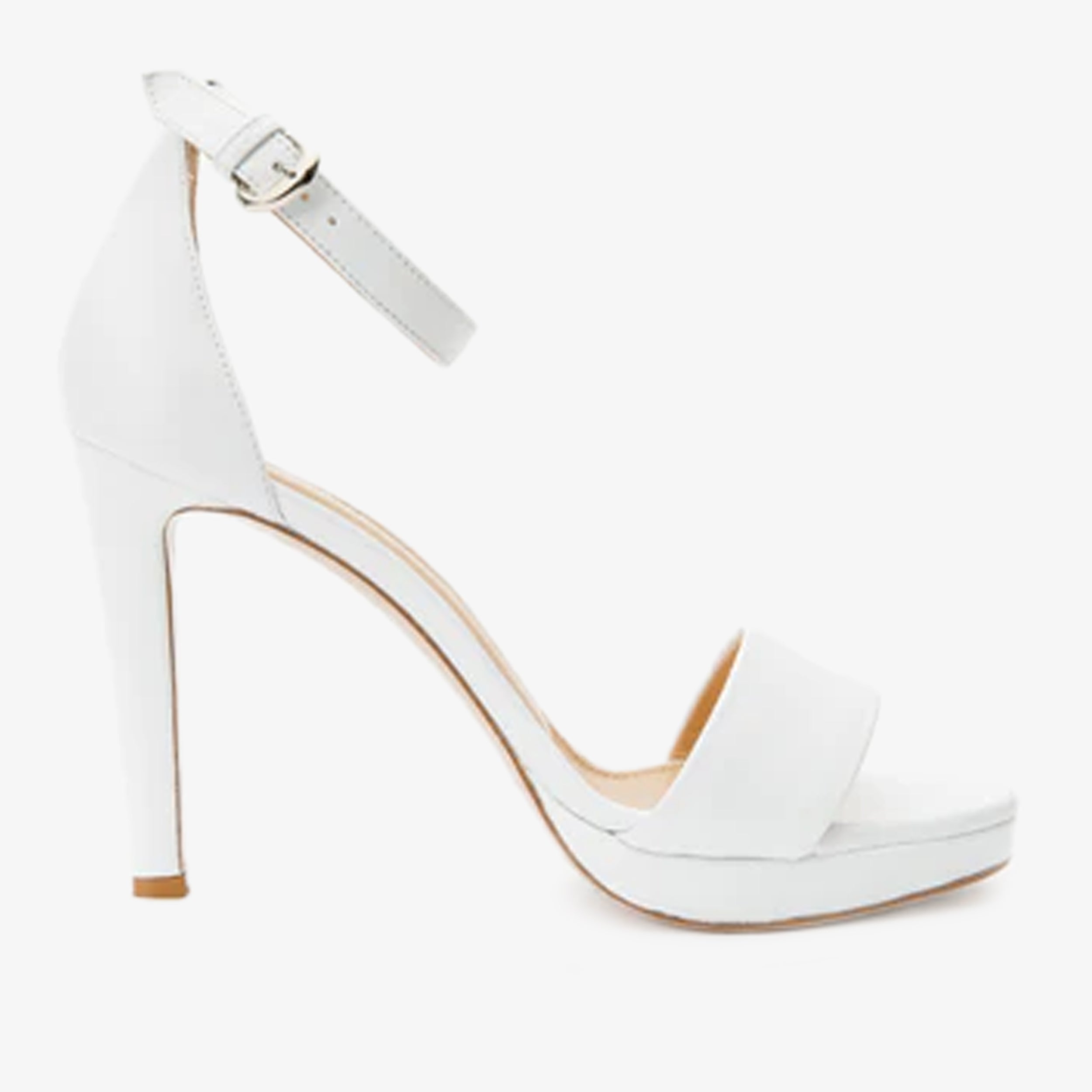 Vinci Leather Shoes The Aksu White Leather Ankle Strap Women Sandal Final Sale!