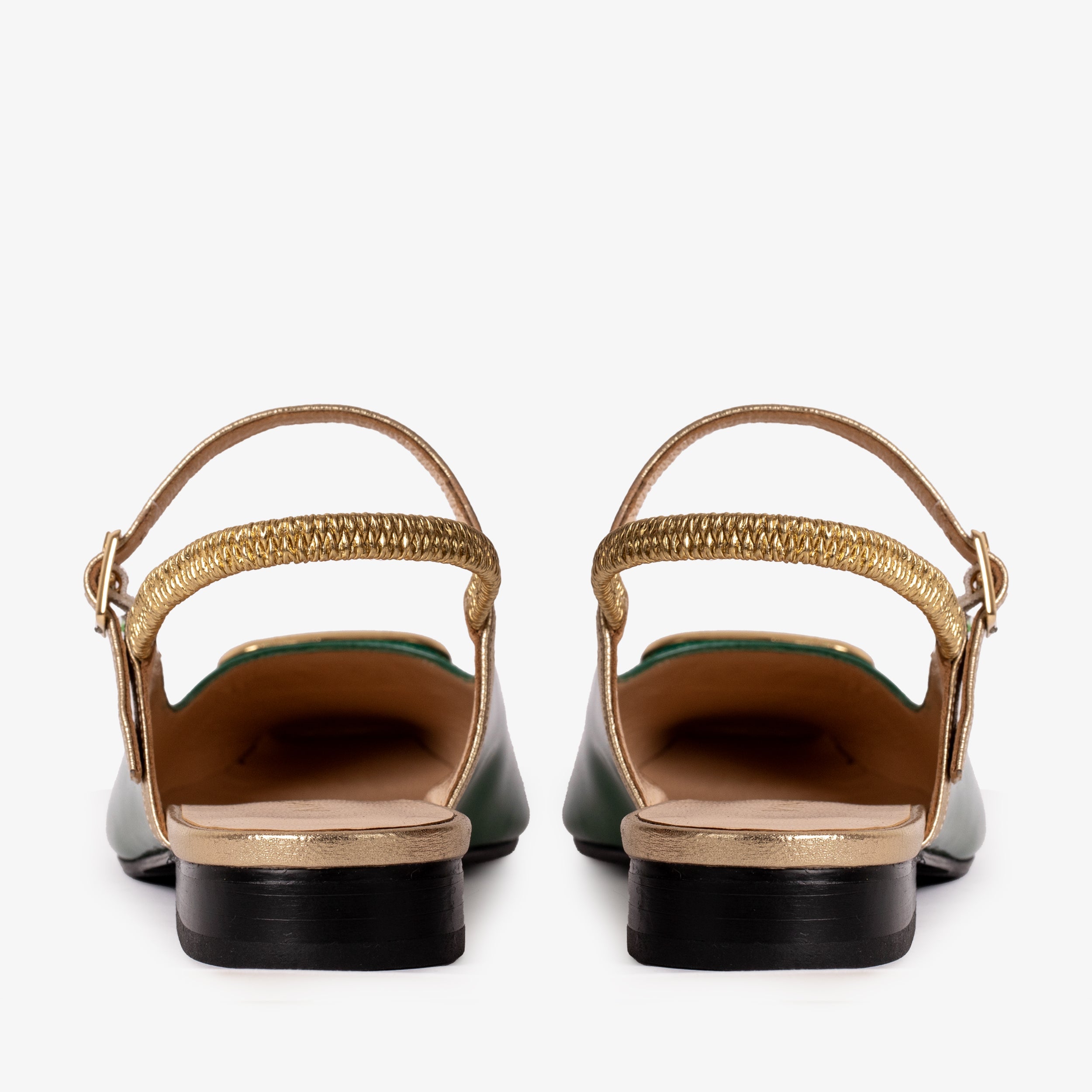 The Rosalinda Green Patent Leather Women Flat Slingback Sandal