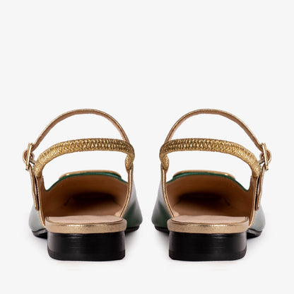 The Rosalinda Green Patent Leather Women Flat Slingback Sandal