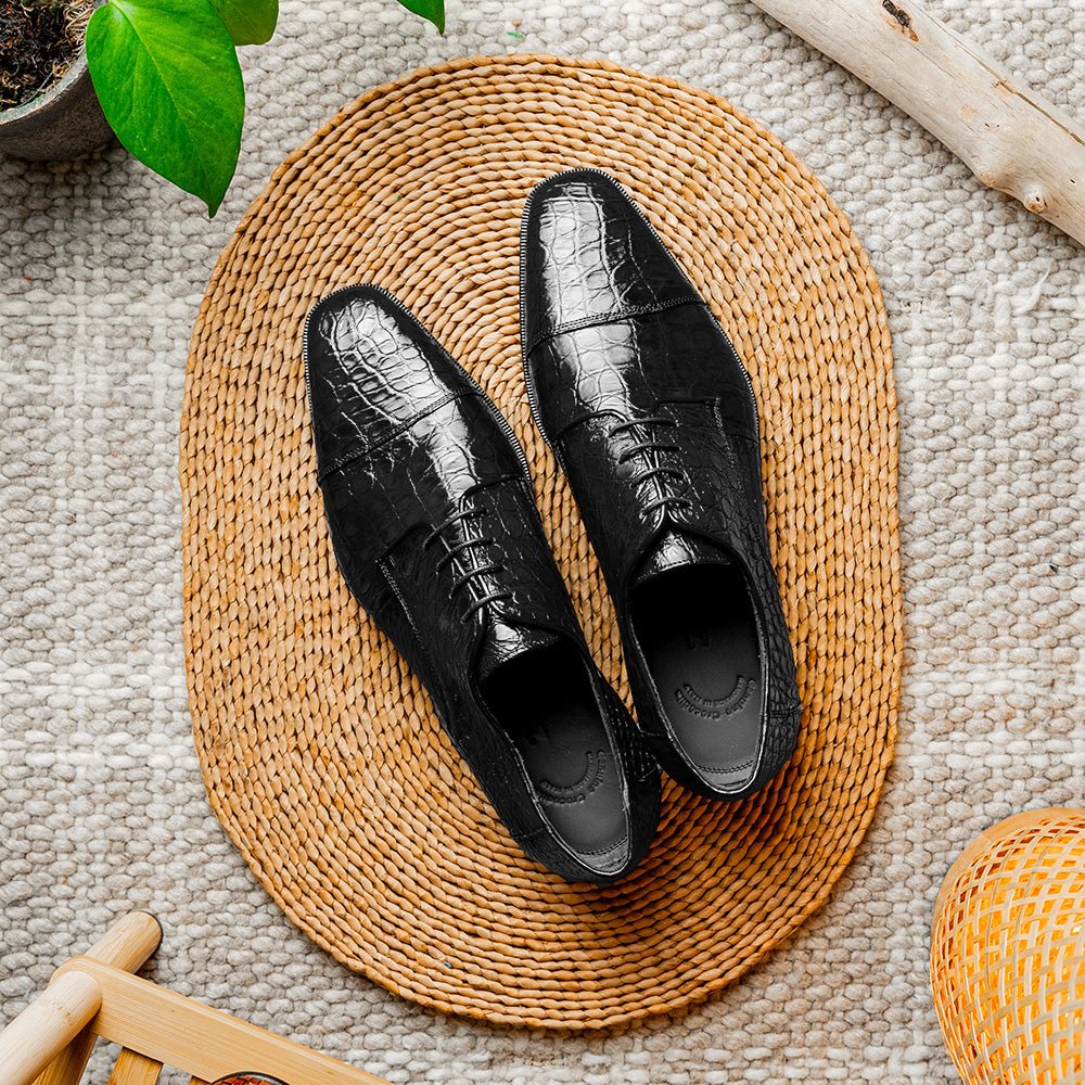 21 - 532 - Bkm Andrea Crocodile Lace Up, Black Shop by Zelli Italia – Don't Panic Shoes