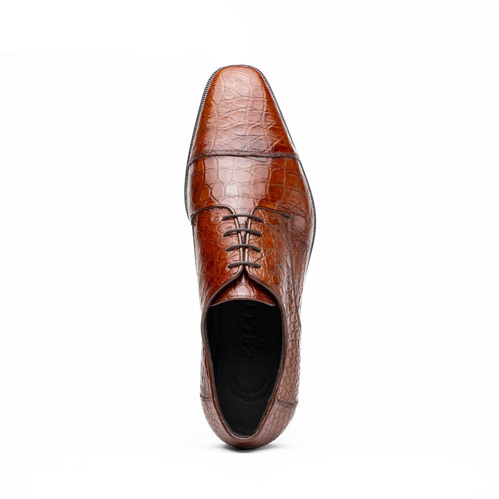 21 - 532 - Cgm Andrea Crocodile Lace Up, Cognac Shop by Zelli Italia – Don't Panic Shoes