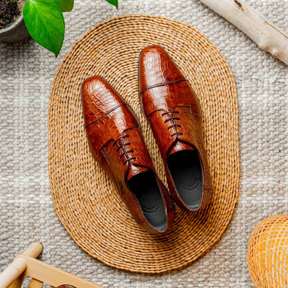 21 - 532 - Cgm Andrea Crocodile Lace Up, Cognac Shop by Zelli Italia – Don't Panic Shoes