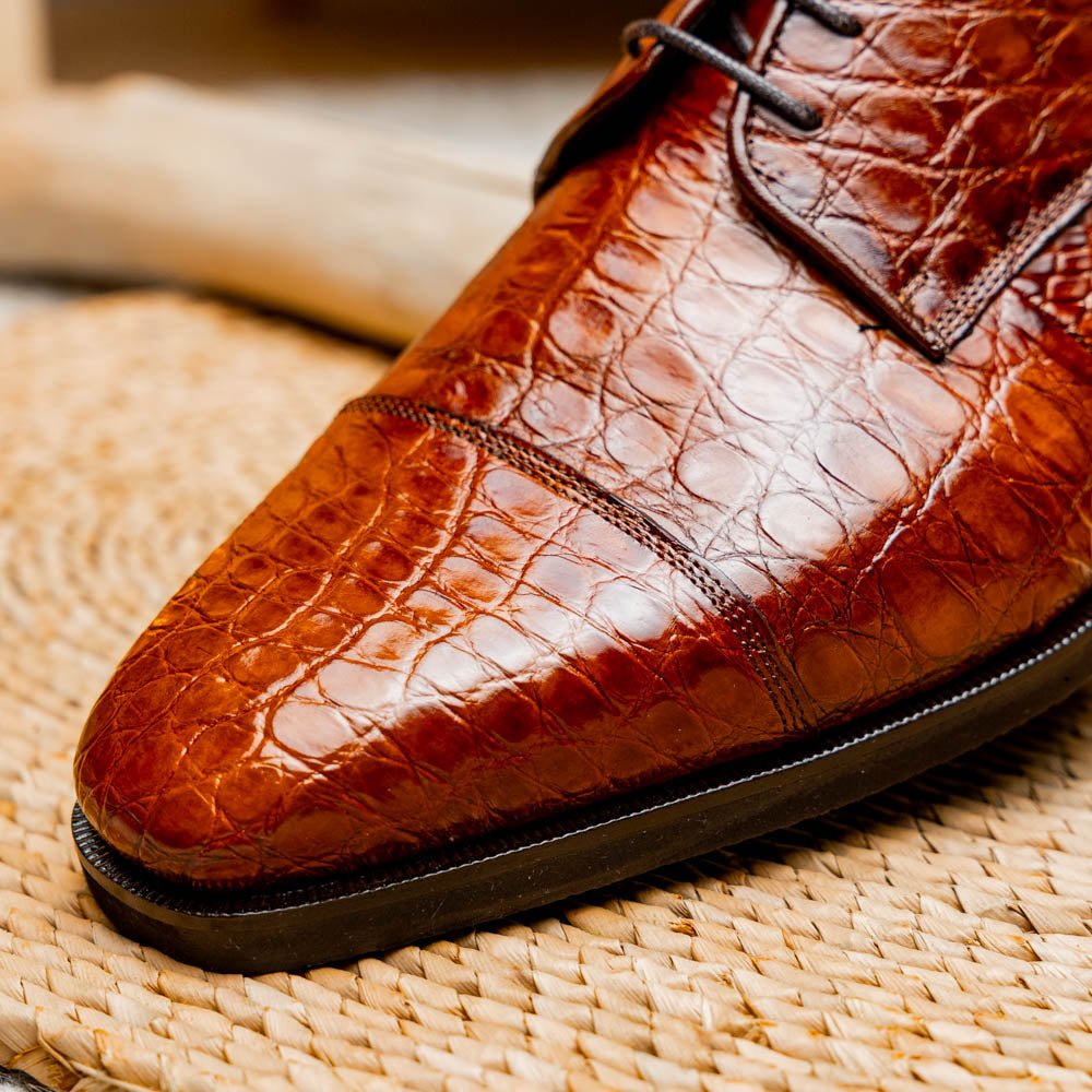 21 - 532 - Cgm Andrea Crocodile Lace Up, Cognac Shop by Zelli Italia – Don't Panic Shoes