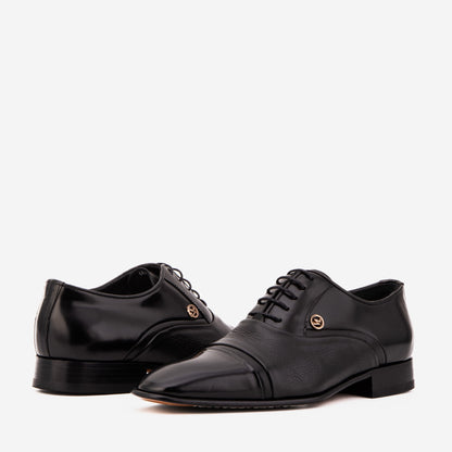 The Rockwell Handmade Black Leather Cap Toe Men Oxford Shoe
