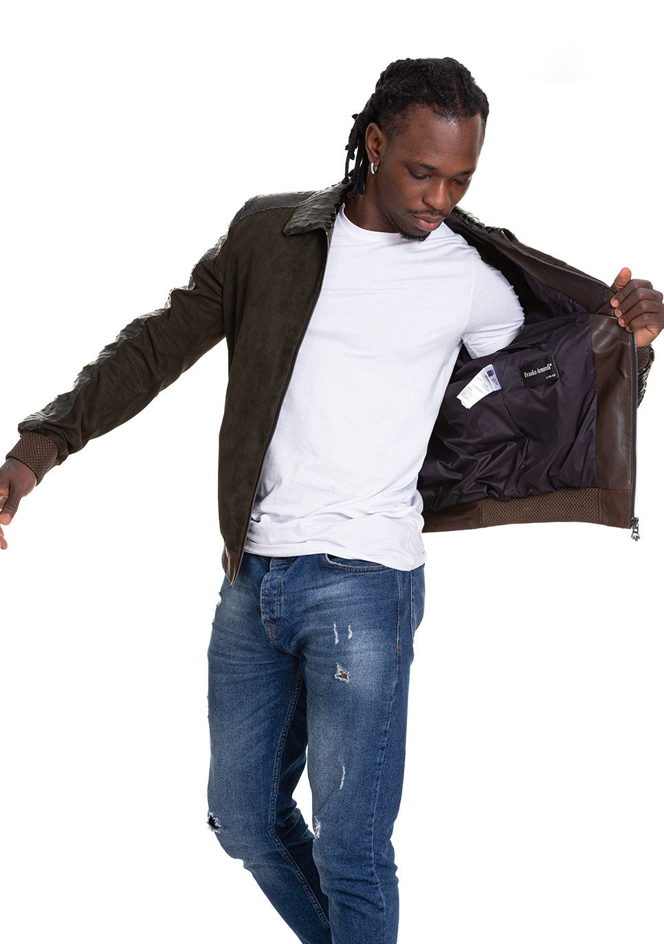 Vinci Leather Shoes The Albendin Green Leather Men  Jacket