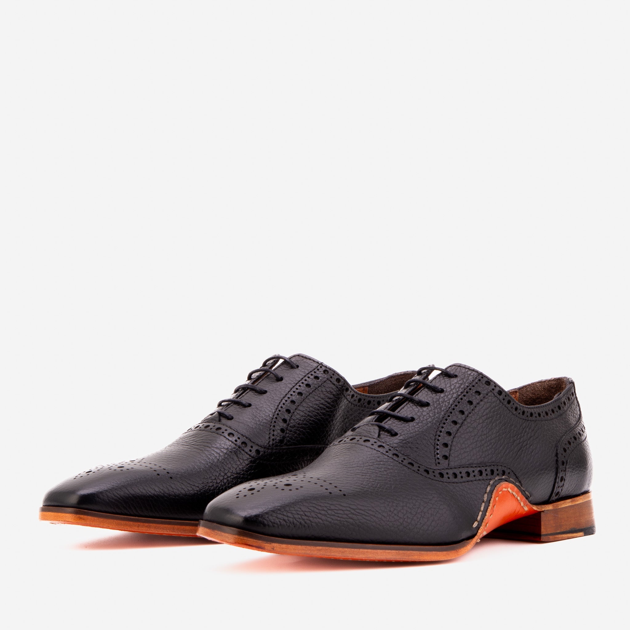 Vinci Leather Shoes The Draco Handmade Black Semi Brogue Oxford Men Shoe