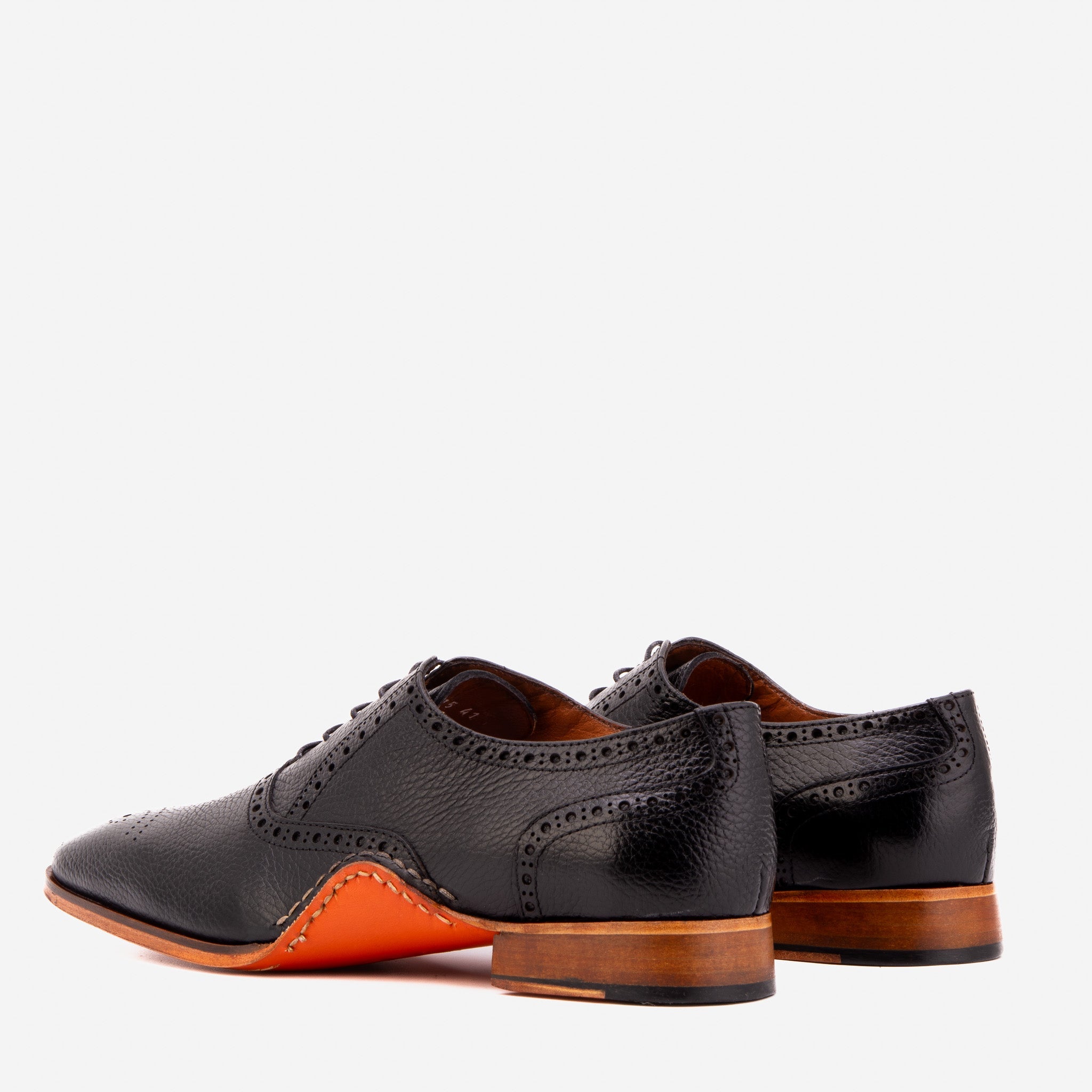 Vinci Leather Shoes The Draco Handmade Black Semi Brogue Oxford Men Shoe