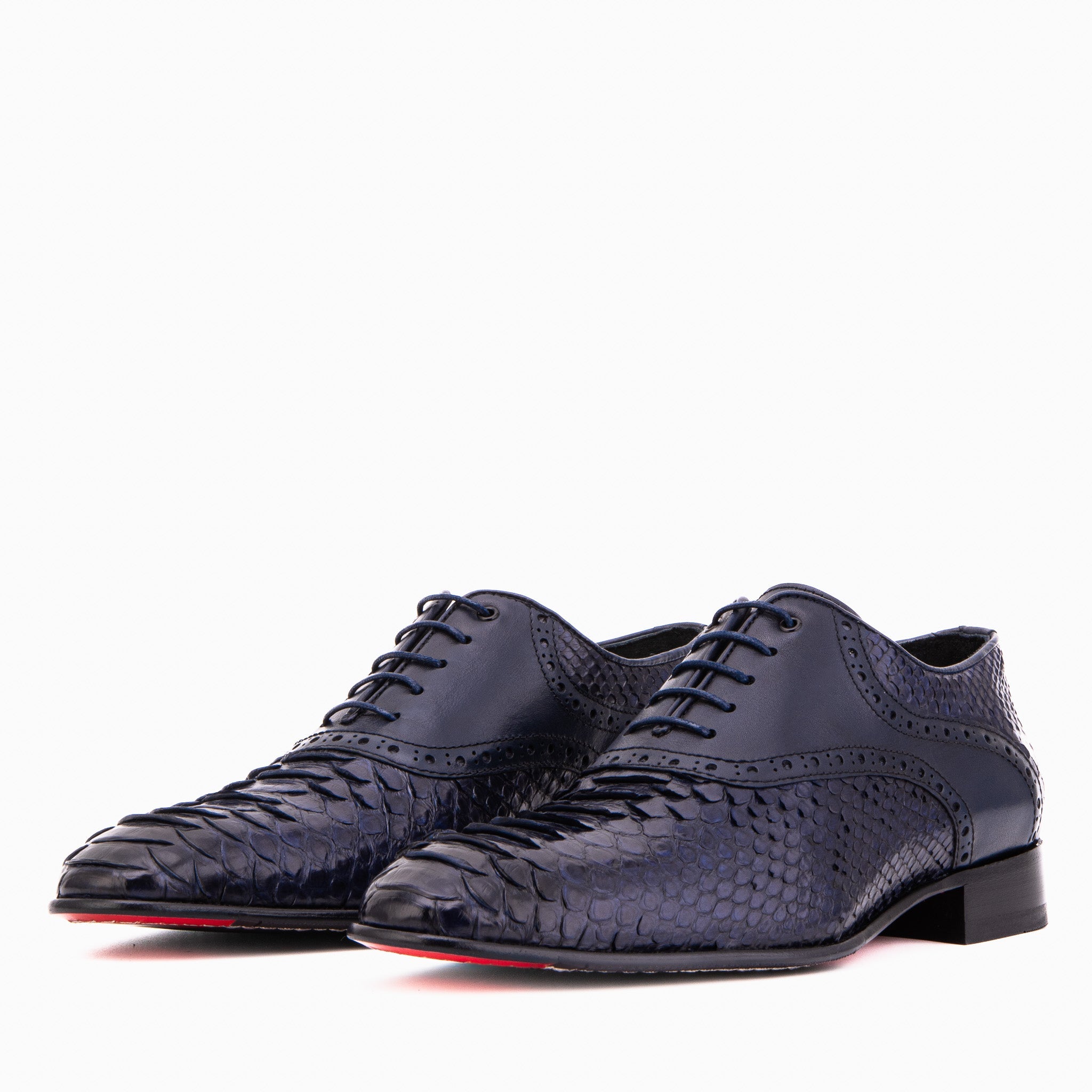 The Varenne Navy Pythn Leather Oxford Men Shoe