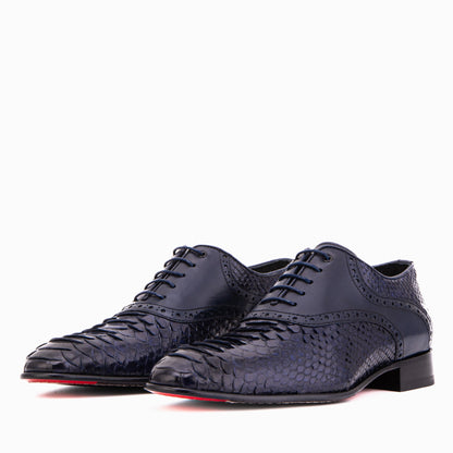 The Varenne Navy Pythn Leather Oxford Men Shoe