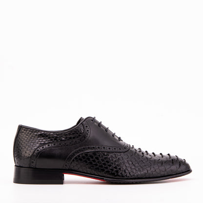 The Varenne Black Pythn Leather Oxford Men Shoe
