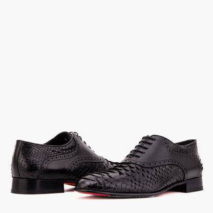 The Varenne Black Pythn Leather Oxford Men Shoe