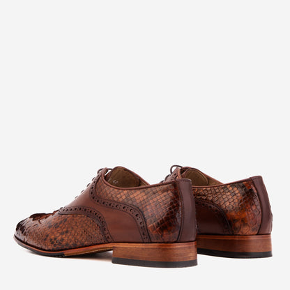 The Varenne Tan Pythn Leather Oxford Men Shoe