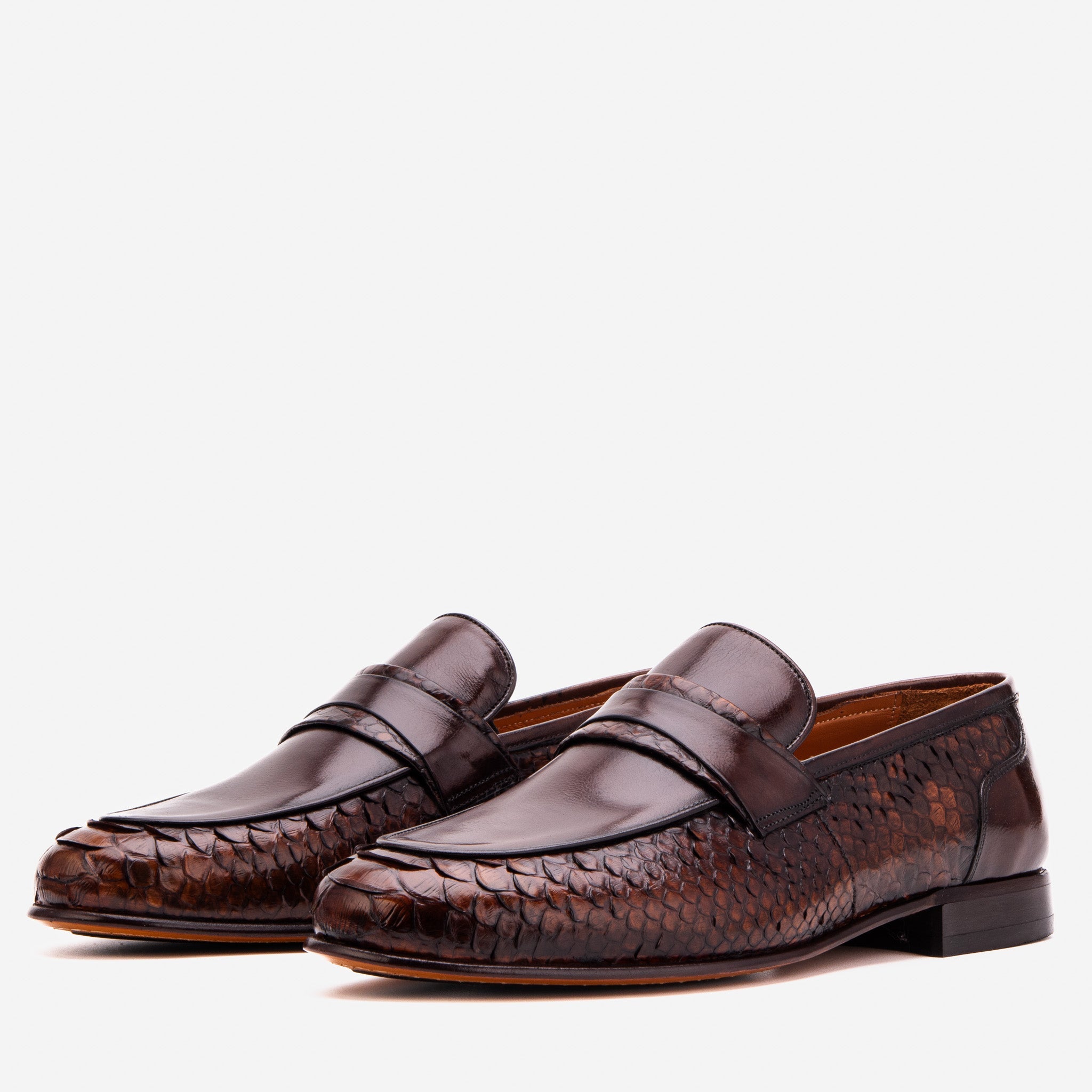 The Aurelio Python & Baby Buffalo Leather Penny Loafer