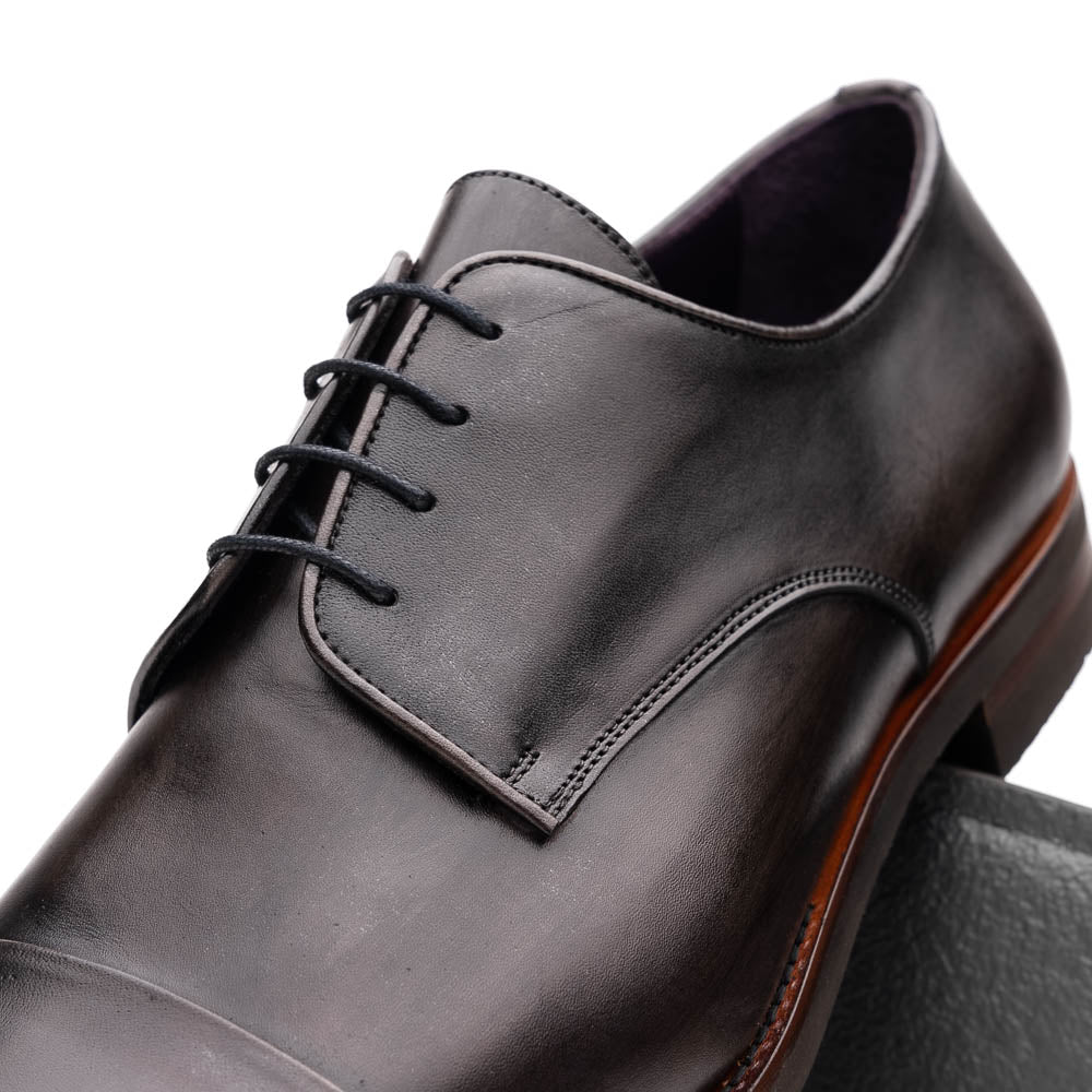 25 - 550 - Gry Enzo Italian Calfskin Cap Toe Burnished Black Shop by Zelli Italia – Don't Panic Shoes