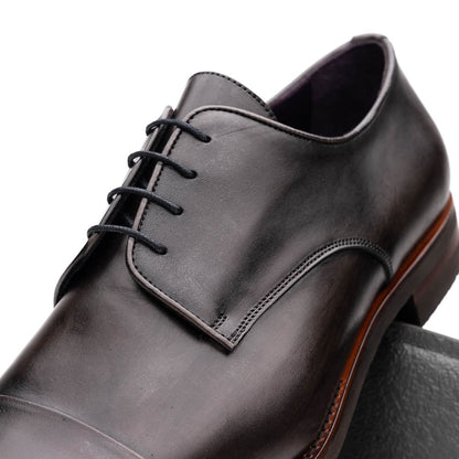 25 - 550 - Gry Enzo Italian Calfskin Cap Toe Burnished Black Shop by Zelli Italia – Don't Panic Shoes