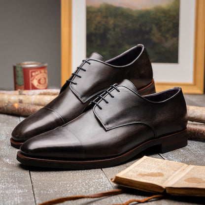25 - 550 - Gry Enzo Italian Calfskin Cap Toe Burnished Black Shop by Zelli Italia – Don't Panic Shoes