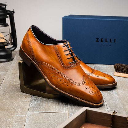 25 - 562 - Cml Stephano Wingtip Oxford Camel Shop by Zelli Italia – Don't Panic Shoes