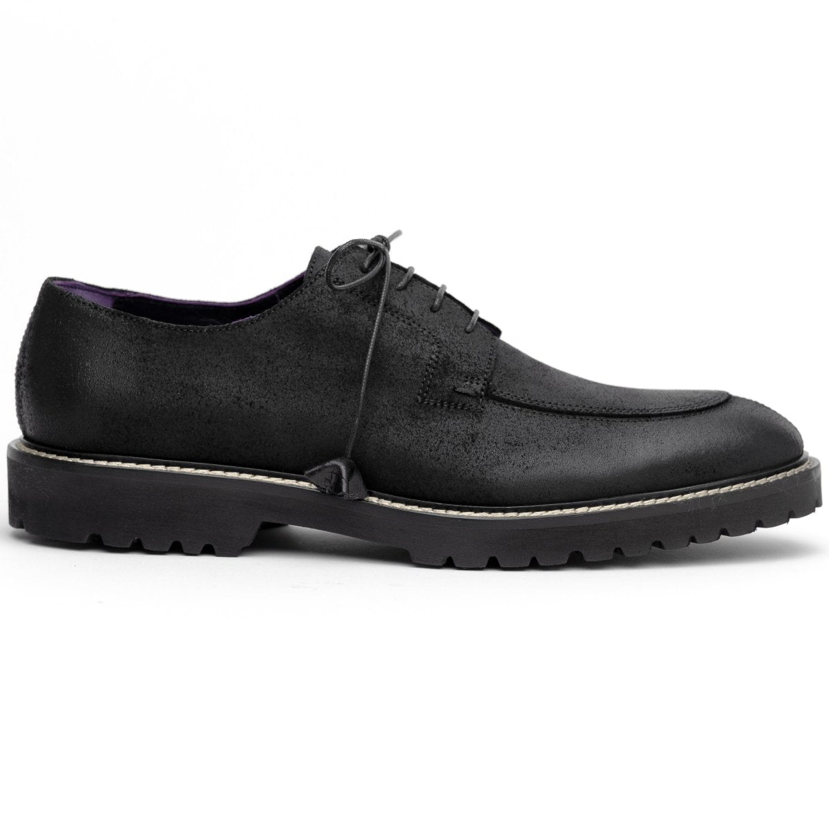 26 - 224 - Blk Campo Sueded Goatskin Lace Up With Wax Finish, Black Shop by Zelli Italia – Don't Panic Shoes