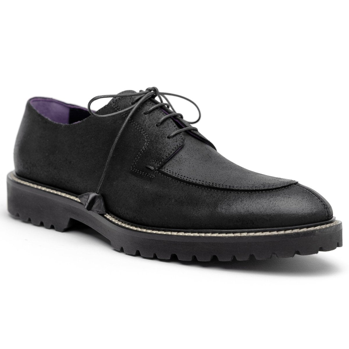 26 - 224 - Blk Campo Sueded Goatskin Lace Up With Wax Finish, Black Shop by Zelli Italia – Don't Panic Shoes