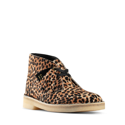 [26154161] WOMENS CLARKS DESERT BOOT LEOPARD PRINT PONY