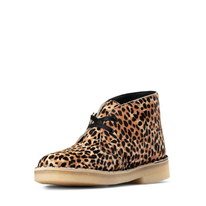 [26154161] WOMENS CLARKS DESERT BOOT LEOPARD PRINT PONY
