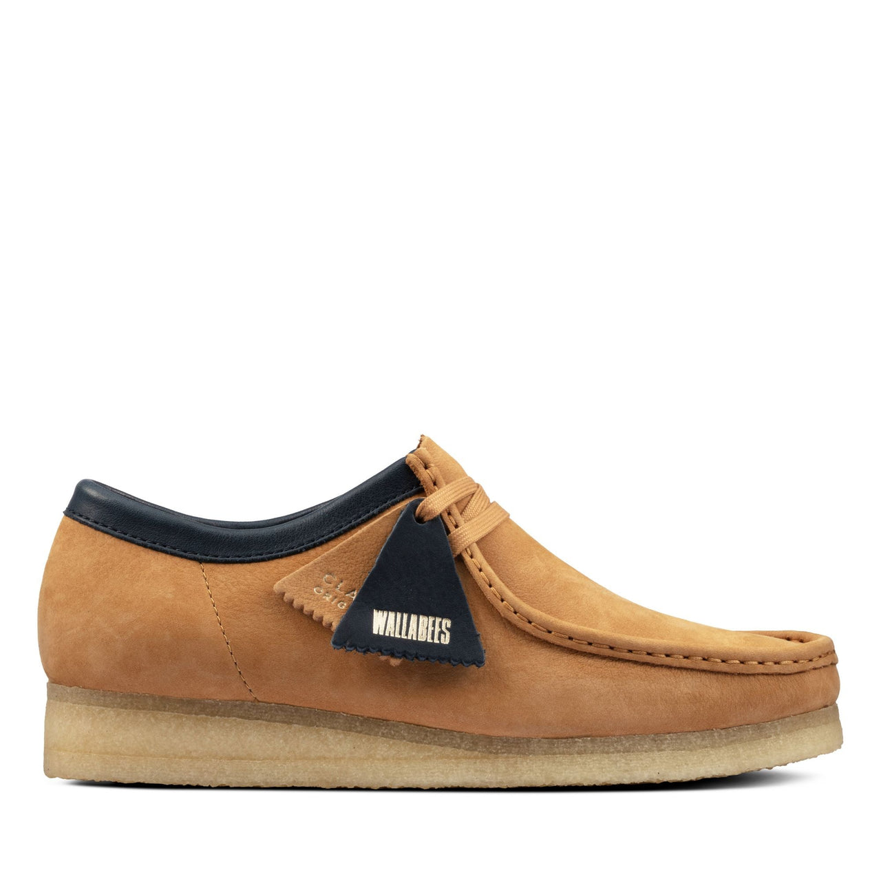 MENS CLARKS WALLABEE shoes in classic brown suede with crepe sole