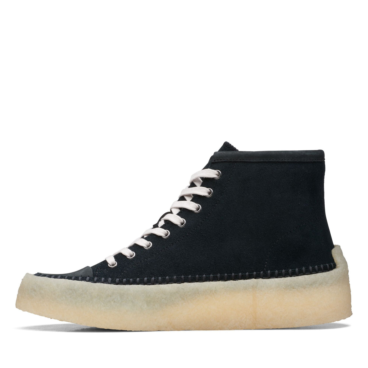 A stylish and durable pair of men's Clarks Caravan Mid boots in black