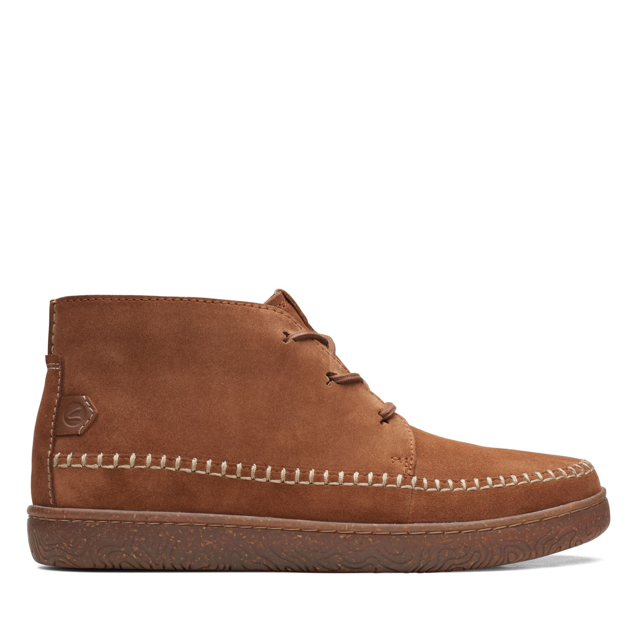 Brown leather mid-rise men's boots by Clarks with contrasting stitching